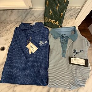 Southern Hills Country Club Men’s Blue & Light Blue Striped Polo Shirts